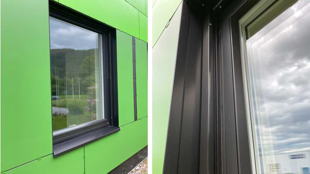 Close up of a photo showing aluminium windows